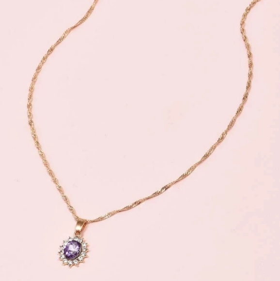 *Wendy* Purple Stone Necklace - Picture 2 of 6